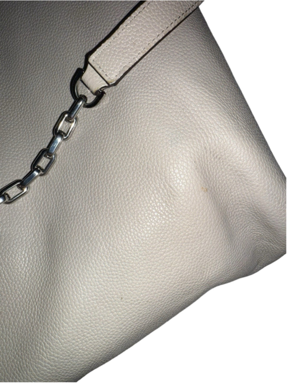 Michael Kors Pebbled Leather Large Chain Tote Shoulder Bag Cream Beige - Picture 8 of 15